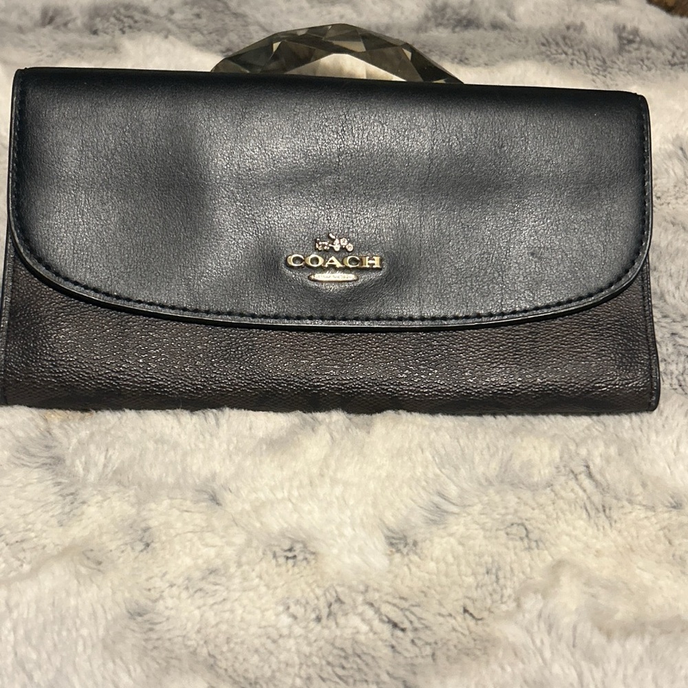 Coach F57319 Signature PVC & Saffiano Leather Monogram Wallet